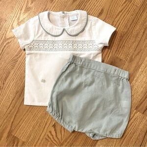 Edgehill Collection boys 24 mo. smocked button-on bubble suit (sage green)